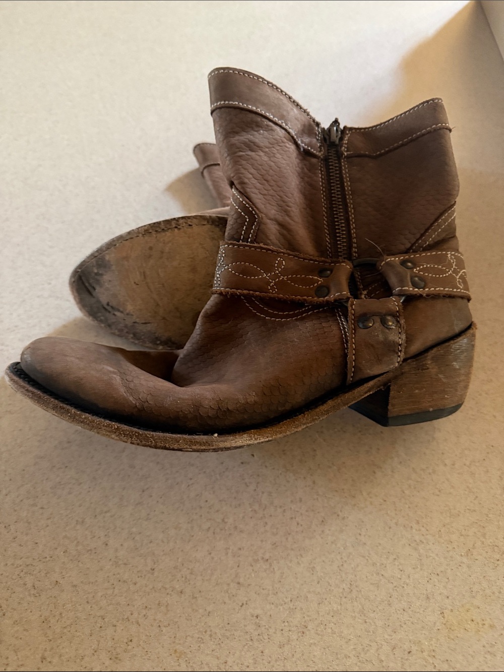 LIBERTY Black Brown Leather Heeled Ankle Boots